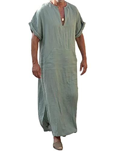 Meditation Robe - Men's Casual Linen Robe Long Sleeve V-Neck - Good for Zen and Meditation - Personal Hour 