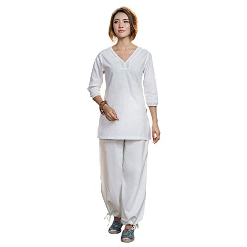 Meditation Clothes- Uniform Kung Fu Clothes- Tai Chi Clothing Exercise Suit with Three-Quarter Sleeves - Personal Hour for Yoga and Meditations 