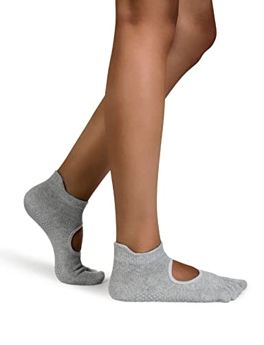 Yoga and Pilates Socks - Non-Slip Cotton Full Toe Socks with Grips for Pilates, Dance, Barre, Fitness and Ballet - Personal Hour for Yoga and Meditations 