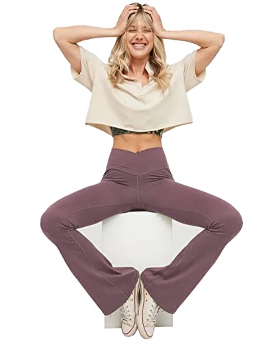 Flare Yoga Pants - Crossover High Waisted - Personal Hour for Yoga and Meditations 