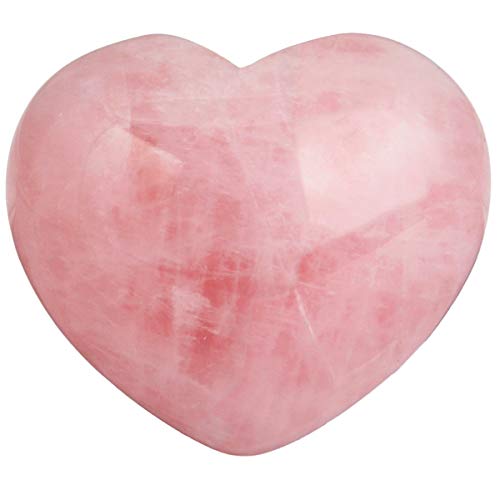 Meditation Gifts - Valentine Limited Deals - Rockcloud Healing Crystal Natural Rose Quartz Heart Love Carved Palm Worry Stone Chakra Reiki Balancing
