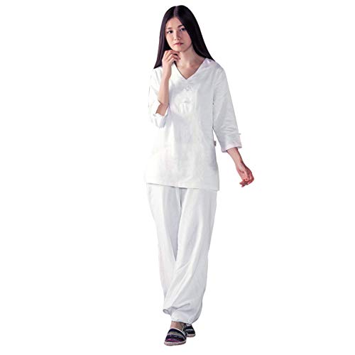 Meditation Clothes - Zen Outfit - Cotton Tai Chi Suit with Three-Quarter Sleeves - Personal Hour for Yoga and Meditations 