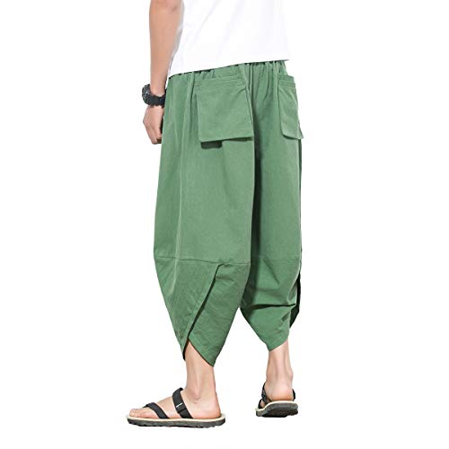Meditation Clothes - Men's Harem Capri Pants, Wide Leg Mens Capris for Yoga and Zen - Personal Hour for Yoga and Meditations 