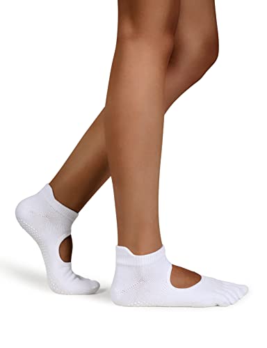 Yoga Socks for Women and Girls, Non-Slip Cotton Full Toe Socks with Grips for Pilates, Dance, Barre, Fitness and Ballet - Personal Hour for Yoga and Meditations 