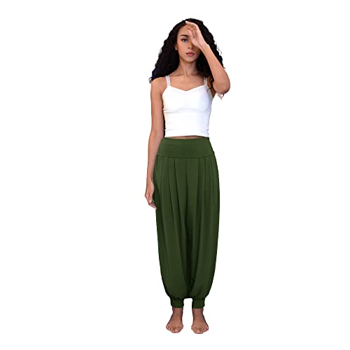 Mediations Clothes - Flowy Cooling Harem High Waist Fold Over Yoga Pants for Women - Personal Hour for Yoga and Meditations 