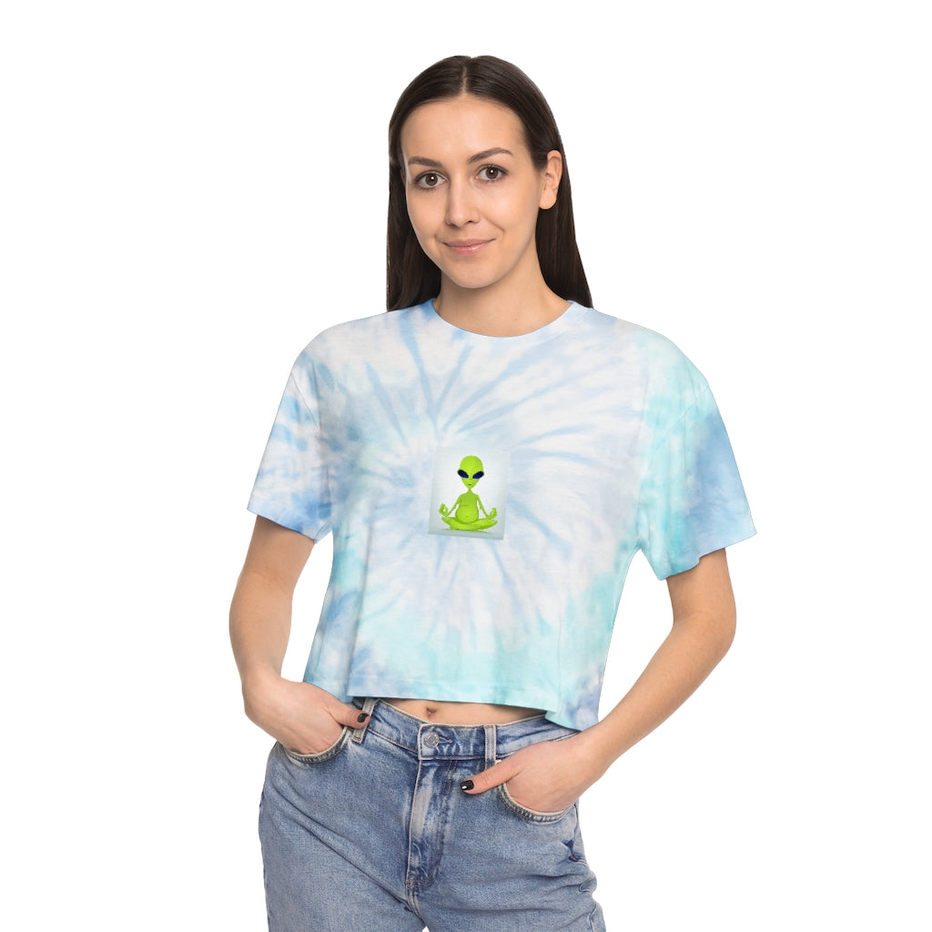 Alien Yoga - Women's Tie-Dye Crop Tee - Personal Hour for Yoga and Meditations 