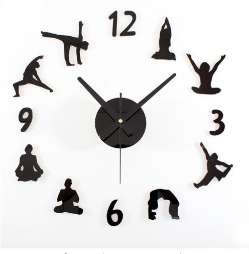 Yoga Wall Clock Acrylic Or Wood Material - Clock Wall Stickers For Yoga Studios - Personal Hour for Yoga and Meditations 