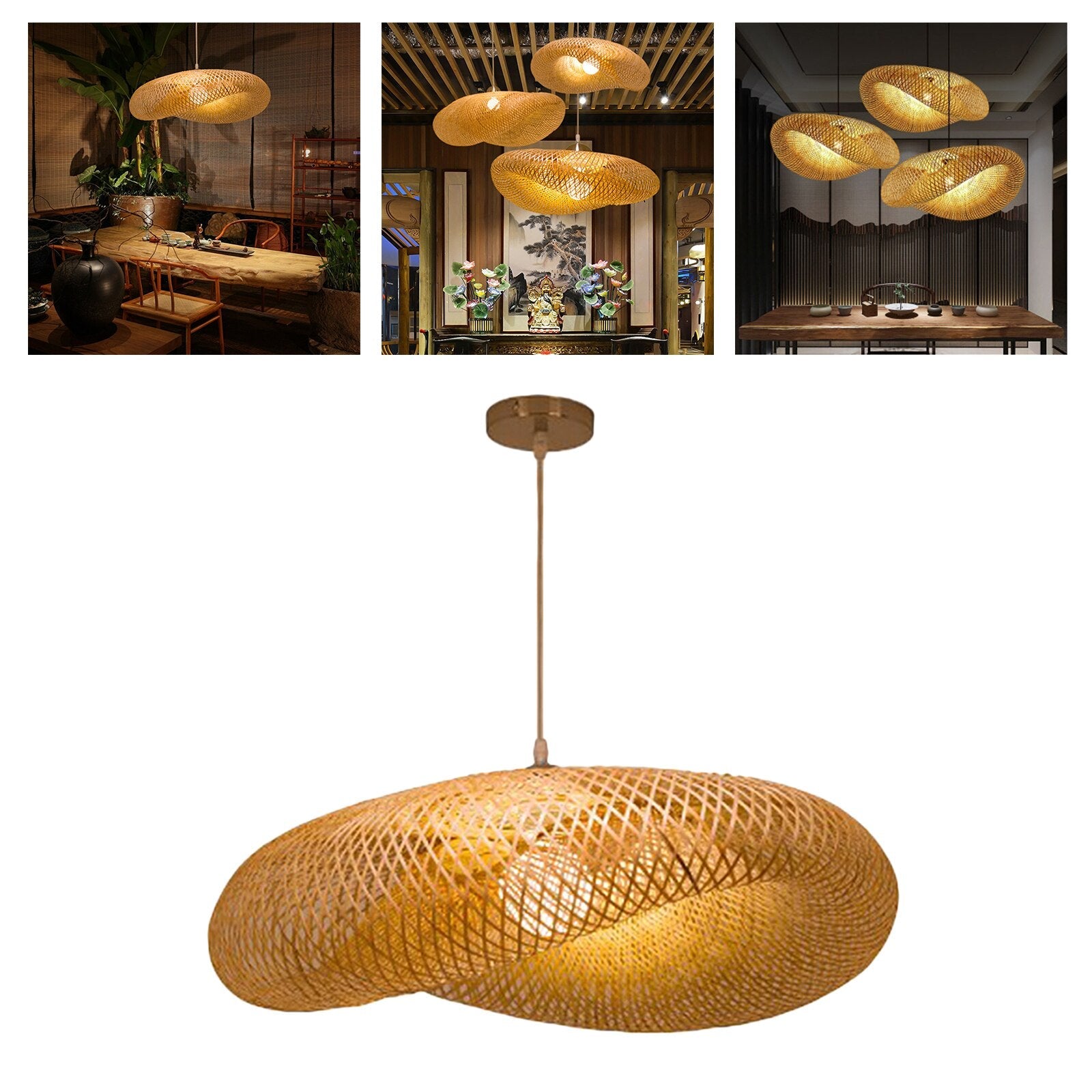 Weaving Chandelier Retro Bamboo Lamp Hanging - Zen Decor - Personal Hour for Yoga and Meditations 