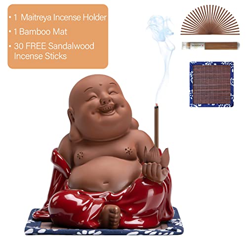 Yoga Gift - Handmade Incense Stick Holder with 30 Sandalwood Incense Sticks and a Mat - Personal Hour for Yoga and Meditations 