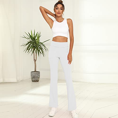Yoga Leggings Bootcut - Yoga Pants Workout Tummy Control Bell Bottoms with Pockets - Personal Hour for Yoga and Meditations 