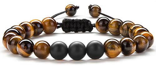 Meditation Gift - Harmony Men and Women Tiger Eye Stone Beads Bracelet Braided Rope Natural Stone Yoga gifts Bracelet Bangle - New Model - Personal Hour for Yoga and Meditations 