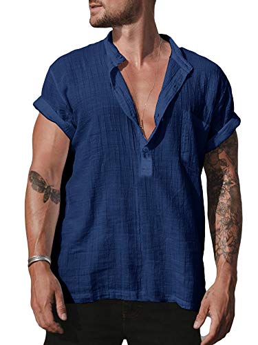 Meditation Clothes - Men's Linen Henley Shirts Zen and Yoga Shirt - Personal Hour for Yoga and Meditations 
