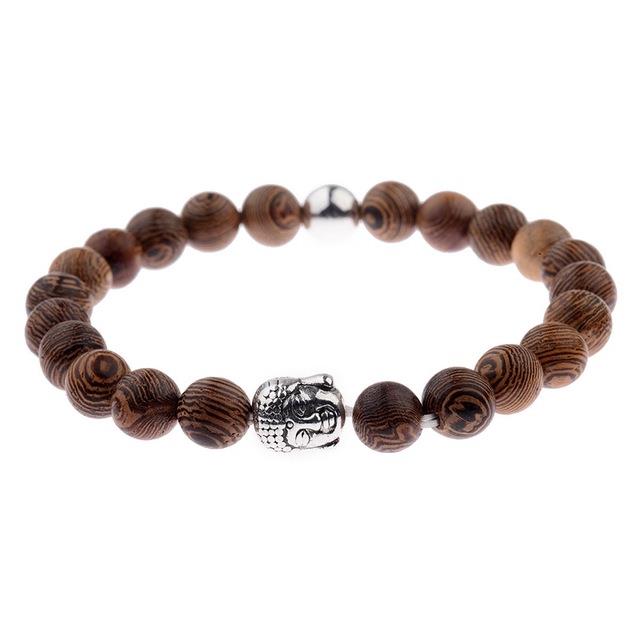 Men Natural Wood Beads Cross Bracelets Onyx Meditation - Personal Hour for Yoga and Meditations 