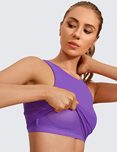 Yoga High Neck Longline Sports Bra - U Back Padded Crop Workout Tank Top with Built in Bra - Personal Hour for Yoga and Meditations 