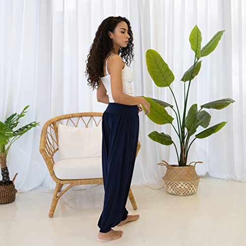 Mediations Clothes - Flowy Cooling Harem High Waist Fold Over Yoga Pants for Women - Personal Hour for Yoga and Meditations 