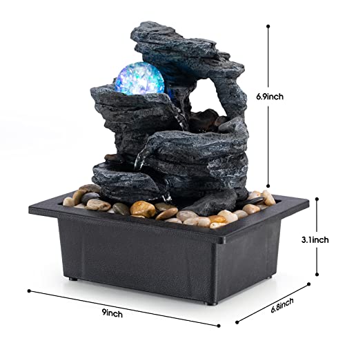 Zen Decor Ideas - Tabletop Fountain Rotating Ball Rock Waterfall Fountain - Personal Hour for Yoga and Meditations 