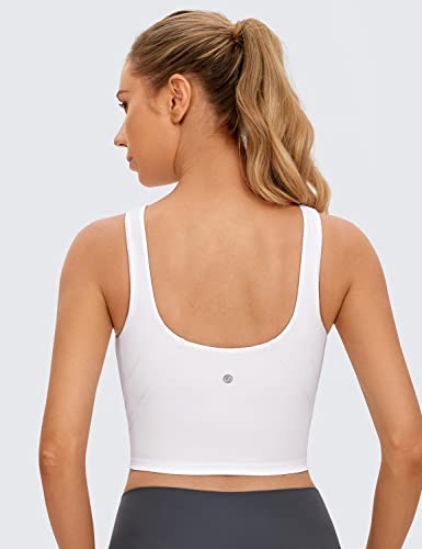 Yoga High Neck Longline Sports Bra - U Back Padded Crop Workout Tank Top with Built in Bra - Personal Hour for Yoga and Meditations 