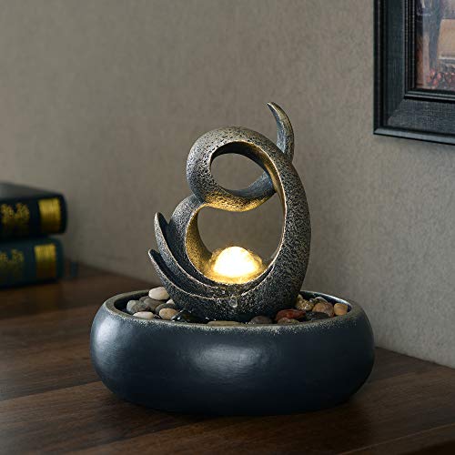 Tabletop Zen Bowl Fountain with LED Light and Pump - Personal Hour for Yoga and Meditations 
