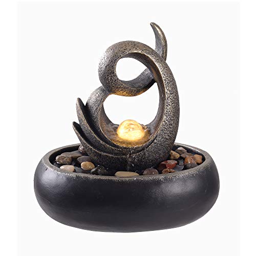Tabletop Zen Bowl Fountain with LED Light and Pump - Personal Hour for Yoga and Meditations 
