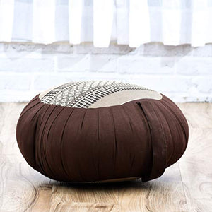 Meditation Cushion Set – 1 Round Yoga Pillow and 1 Square Roll-Up Mat Filled with Eco-Friendly Kapok - Personal Hour for Yoga and Meditations 