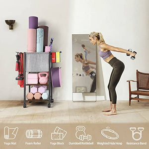 Open image in slideshow, Yoga Mat Storage Rack Home Gym Equipment Pilates Storage Organizer - Yoga Mat Holder for Yoga Block - Personal Hour for Yoga and Meditations 
