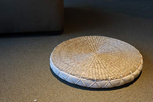Handmade Round Straw Floor Meditation Cushion - Traditional Japanese Style Yoga Mat - Personal Hour for Yoga and Meditations 