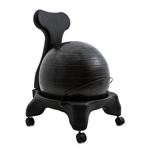 All Ages Exercise and Yoga Ball Chair - Balance Ball Chair with Wheels and Back Support - Includes Hand Pump - Personal Hour for Yoga and Meditations 
