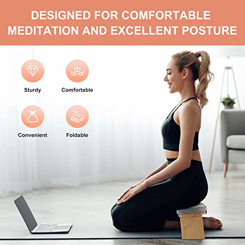 Meditation Bench - Portable Meditation Stool with Cushion - Personal Hour for Yoga and Meditations 