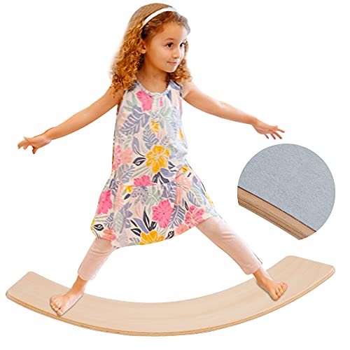Yoga Gift for Kids - Natural Wood Wobble Balance Board- Yoga Board Curvy Board - Personal Hour for Yoga and Meditations 