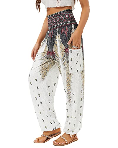 Yoga and Mediation Loose Pants - Women's Harem Pants High Waist Yoga Boho Trousers with Pockets - Personal Hour for Yoga and Meditations 
