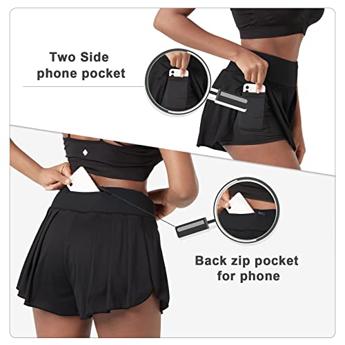 Flowy Shorts - High Waisted Shorts Workout Athletic Gym and Yoga Shorts with Zipper Pockets - Personal Hour for Yoga and Meditations 