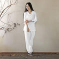 Load image into Gallery viewer, Meditation Clothes - Zen Outfit - Cotton Tai Chi Suit with Three-Quarter Sleeves - Personal Hour for Yoga and Meditations 
