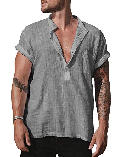 Meditation Clothes - Men's Linen Henley Shirts Zen and Yoga Shirt - Personal Hour for Yoga and Meditations 