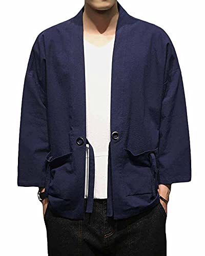 Meditation Robe - Men's Japanese Style Kimono Cardigan Jacket Cotton Blends - Zen Robe - Personal Hour for Yoga and Meditations 