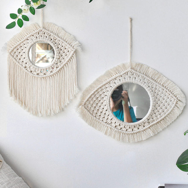 Zen Decor Ideas - Wall Mirror Macrame Decorative Mirrors Boho Home - Personal Hour for Yoga and Meditations 