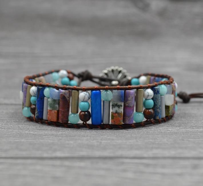 Stone Accessories -Leather beaded emperor stone fashion wild bracelet - Personal Hour for Yoga and Meditations 