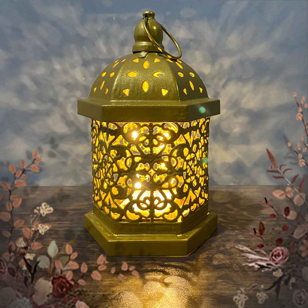 Vintage Wrought Iron Hollow Moroccan Style Decorative Lamp - Personal Hour for Yoga and Meditations 