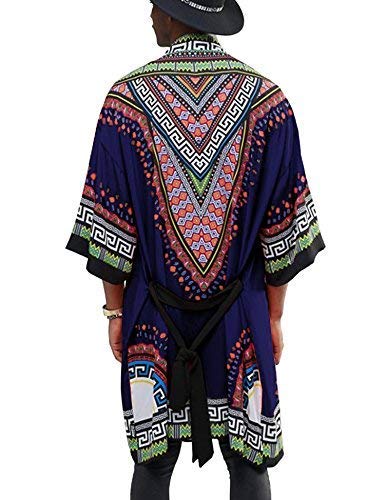 Zen and Meditation Clothes - African Dashiki Printed Ruffle Shawl Collar Cardigan Vintage Cloak - Personal Hour for Yoga and Meditations 