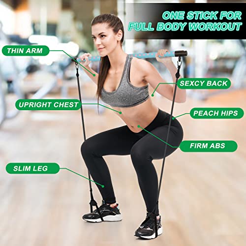 Adjustable Pilates Bar kit with 4 Resistance Bands - Personal Hour for Yoga and Meditations 