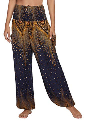 Open image in slideshow, Meditation Clothes - Smocked Waist Boho Yoga Pants - Personal Hour for Yoga and Meditations 
