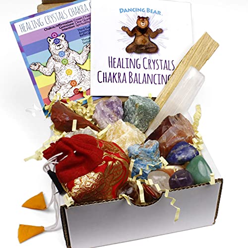 Meditation Gift Basket -  Healing Crystals Chakra Balance Kit - 17 Pc Starter Set - Personal Hour 