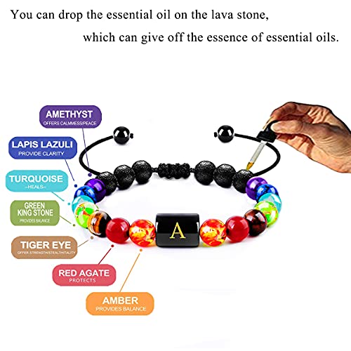 Stress Relief Gifts - Yoga Chakra Bracelet  Crystal Bracelet Essential Oil Bracelet - Add Initial to the Bracelet - Personal Hour for Yoga and Meditations 