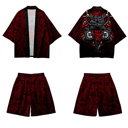 Men's Japanese Kimono Jacket Set Stylish Open Front Coat With Shorts Chinese Style Suits - Mediation Clothes - Personal Hour for Yoga and Meditations 