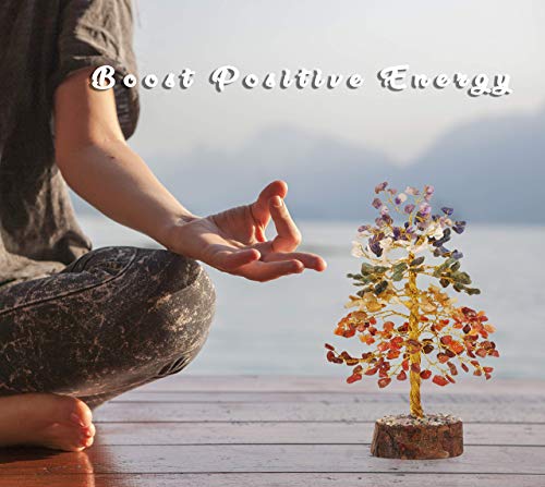 Meditation Gift - 7 Chakra Crystal Tree for Positive Energy - Stone Bonsai Tree - Premium Meditation Decor - Personal Hour 