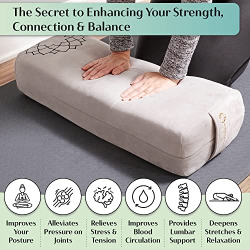 Rectangular Yoga Pillow Bolster - Supportive Meditation Cushion - Personal Hour for Yoga and Meditations 