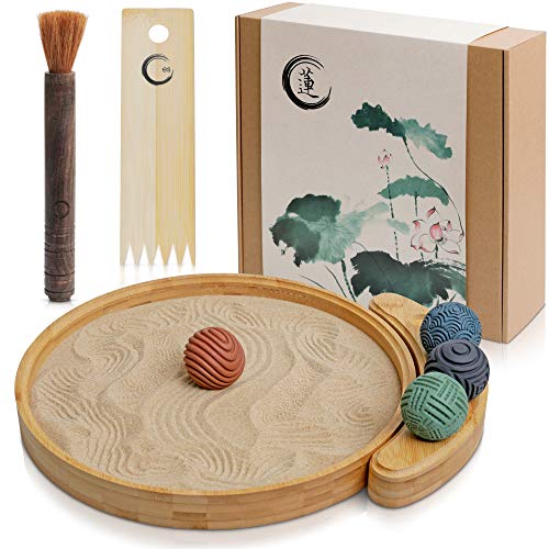 Meditation Gifts - Sand Zen Garden Tools and Accessories Box Set for Office Desktop - Personal Hour for Yoga and Meditations 