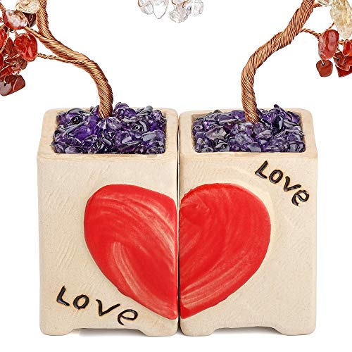 Meditation Valentine Gift -  7 Chakra Healing Crystals Stones Tree Home Desk Decoration 2 Trees - Personal Hour 