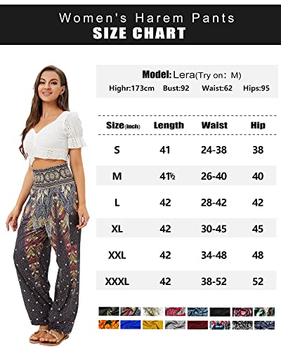 Yoga and Mediation Loose Pants - Women's Harem Pants High Waist Yoga Boho Trousers with Pockets - Personal Hour for Yoga and Meditations 