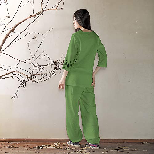 Meditation Clothes - Zen Outfit - Cotton Tai Chi Suit with Three-Quarter Sleeves - Personal Hour for Yoga and Meditations 
