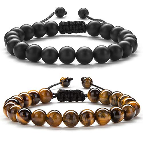 Meditation Gift - Harmony Men and Women Tiger Eye Stone Beads Bracelet Braided Rope Natural Stone Yoga gifts Bracelet Bangle - New Model - Personal Hour for Yoga and Meditations 